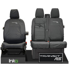Load image into Gallery viewer, FORD TRANSIT MK8 RS FRONT TAILORED WATERPROOF SEAT COVERS GREY JUMBO 2014-2023
