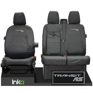 FORD TRANSIT MK8 RS FRONT TAILORED WATERPROOF SEAT COVERS GREY JUMBO 2014-2023