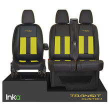 Load image into Gallery viewer, INKA Tailored Ford Transit Custom Front Seat Covers Black 1+2 OEM Vinyl Matt Leatherette with Embroidery [Choice of 6 colours]
