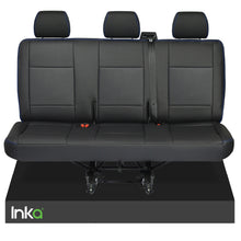 Load image into Gallery viewer, VW Transporter T6.1,T6,T5.1,T5 Tailored Rear Triple Seat Covers Black Leatherette [Choice of 6 Stitch Colours]

