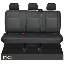 Load image into Gallery viewer, VW Transporter T6.1,T6,T5.1,T5 Tailored Rear Triple Seat Covers Black Leatherette [Choice of 6 Stitch Colours]
