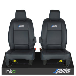 Vauxhall Vivaro Sportive MK3 Front 1+1 Plain Black Seat Covers with EMB MY16-22
