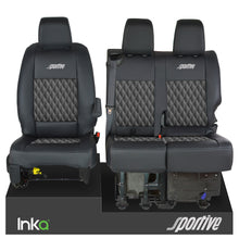 Load image into Gallery viewer, Vauxhall Vivaro Sportive MK3 Front 1+2 Seat Covers Black Bentley Diamond Quilt - Choice of 6 Colours - MY-16-22
