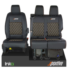 Load image into Gallery viewer, Vauxhall Vivaro Sportive MK3 Front 1+2 Seat Covers Black Bentley Diamond Quilt - Choice of 6 Colours - MY-16-22
