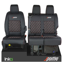 Load image into Gallery viewer, Vauxhall Vivaro Sportive MK3 Front 1+2 Seat Covers Black Bentley Diamond Quilt - Choice of 6 Colours - MY-16-22
