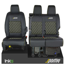Load image into Gallery viewer, Vauxhall Vivaro Sportive MK3 Front 1+2 Seat Covers Black Bentley Diamond Quilt - Choice of 6 Colours - MY-16-22
