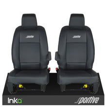 Load image into Gallery viewer, Vauxhall Vivaro Sportive MK3 Front 1+1 Plain Black Seat Covers with EMB MY16-22

