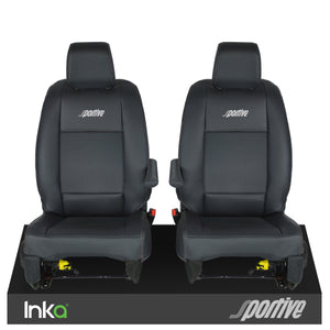 Vauxhall Vivaro Sportive MK3 Front 1+1 Plain Black Seat Covers with EMB MY16-22