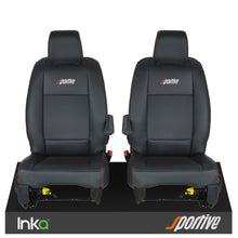 Load image into Gallery viewer, Vauxhall Vivaro Sportive MK3 Front 1+1 Plain Black Seat Covers with EMB MY16-22
