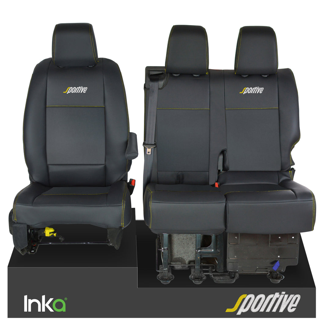 Vauxhall Vivaro Sportive MK3 INKA Front 1+2 Plain Black Seat Covers - MY2016-2022 ( Choice of 6 Colours )