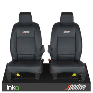 Vauxhall Vivaro Sportive MK3 Front 1+1 Plain Black Seat Covers with EMB MY16-22