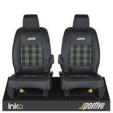 Load image into Gallery viewer, Vauxhall Vivaro Sportive Front 1+1 INKA Tailored GTi Tartan Seat Cover Black OEM - Choice of 6 Colours - MY 2016-22
