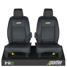 Load image into Gallery viewer, Vauxhall Vivaro Sportive MK3 Front 1+1 Plain Black Seat Covers with EMB MY16-22
