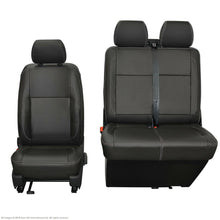 Load image into Gallery viewer, VW Transporter T6.1, T6 &amp; T5.1 INKA Tailored Front Seat Covers Black Matt Leatherette with NO AR [Choice of 7 colours]
