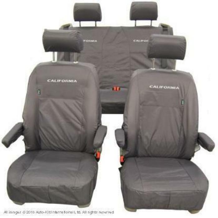 VW California Ocean/Beach Inka Fully Tailored Waterproof Seat Covers With ISOFIX Grey Fits T6.1 , T6 & T5